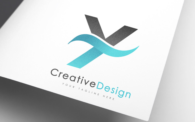 Design criativo de logotipo de onda azul com letra Y