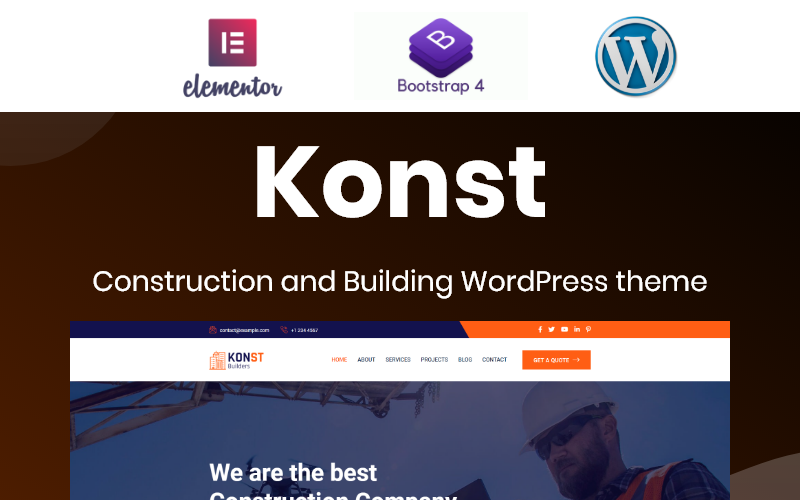 Konst - Bauen und Bauen Bootstrap WordPress Elementor Theme