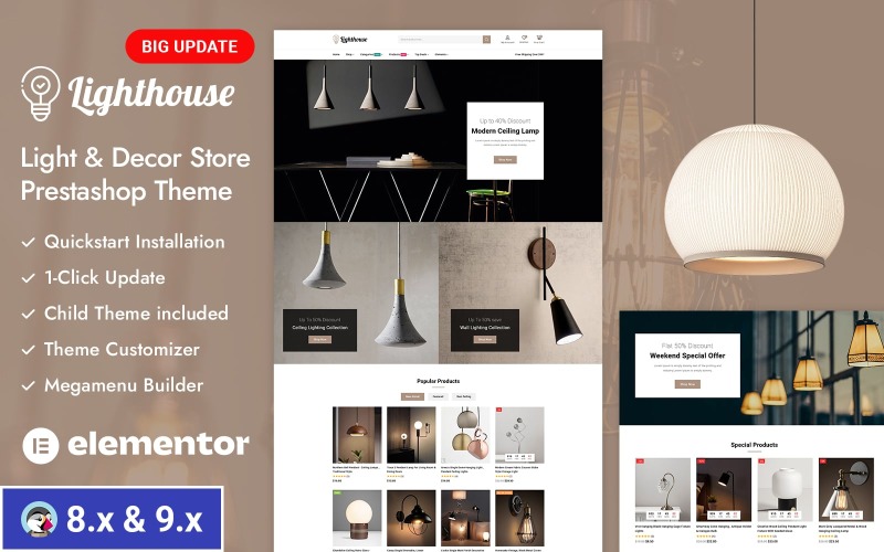 LightHouse - Tema responsivo para PrestaShop de tiendas de iluminación