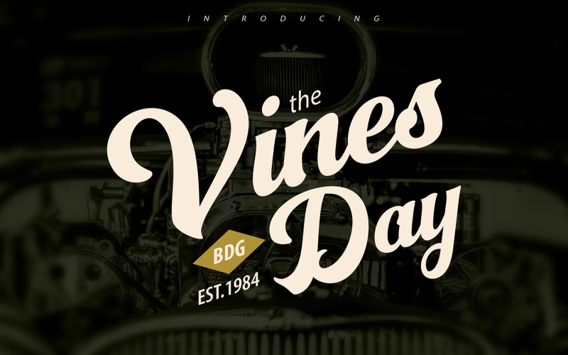 Vinesday | Retro stil handlettering kursiv teckensnitt