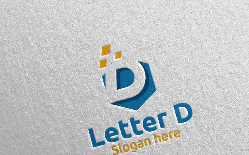 Buchstabe D für Digital Marketing Financial Advisor 62 Logo-Vorlage