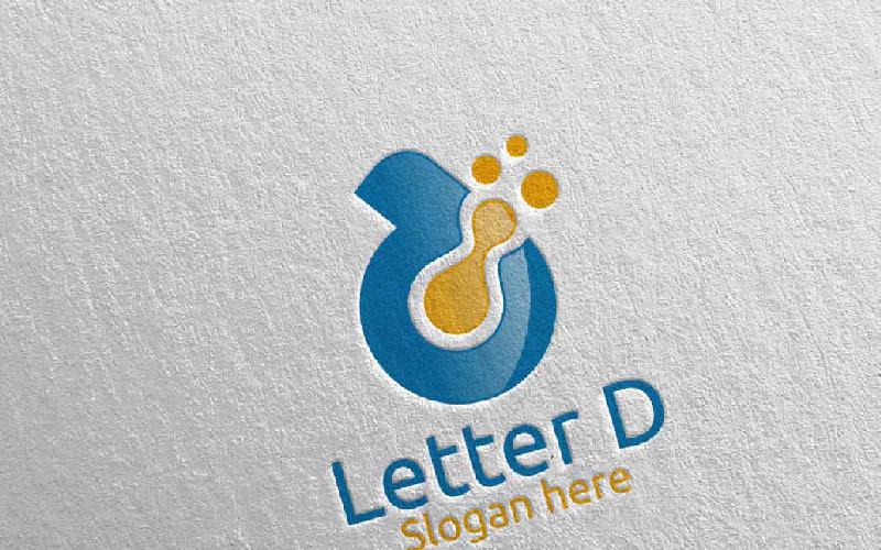 Dijital D Harfi Tasarım 6 Logo Şablonu