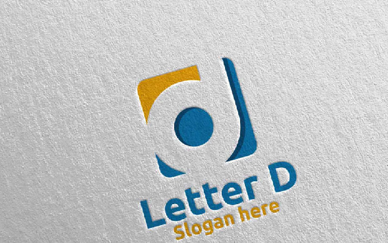 Dijital D Harfi Tasarım 8 Logo Şablonu