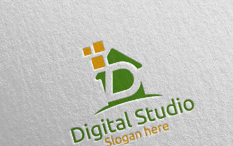 Dijital Stüdyo D Harfi Dijital Pazarlama 75 Logo Şablonu