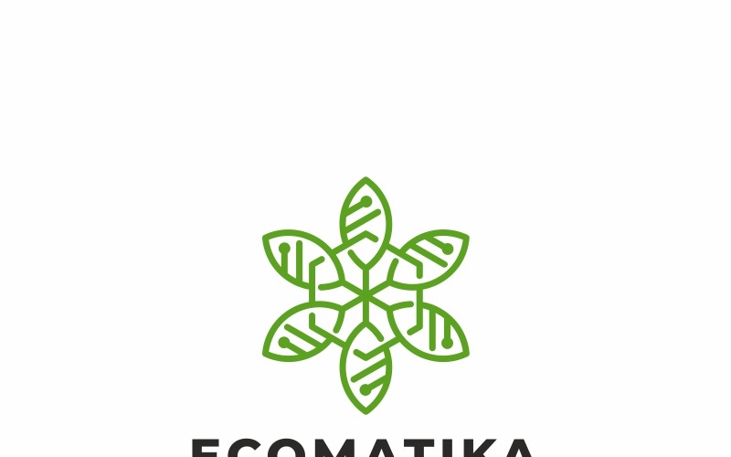 Download Шаблон логотипа "Ecomatika - Eco Leaves Technology Logo Template" / Ecomatika - Eco Leaves Technology Logo Template - Шаблон логотипа на тему графика agency app branding data digital eco ecology energy environment floral fresh green idea leaf leave media nature resort secure spa