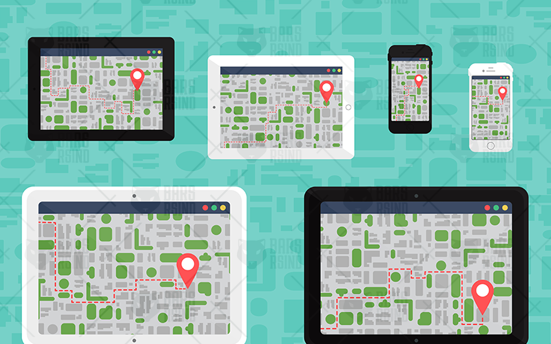 Download Иллюстрация "Electronic Offline Map On Devices - Illustration" / Electronic Offline Map On Devices - Illustration - Иллюстрация на тему графика business vector phone mobile finger touch screen illustration touchscreen cartography digital electronic map smartphone symbol device city gadget street pointer