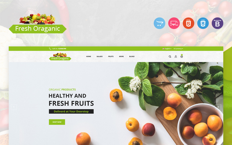 свежий органический шаблон opencart