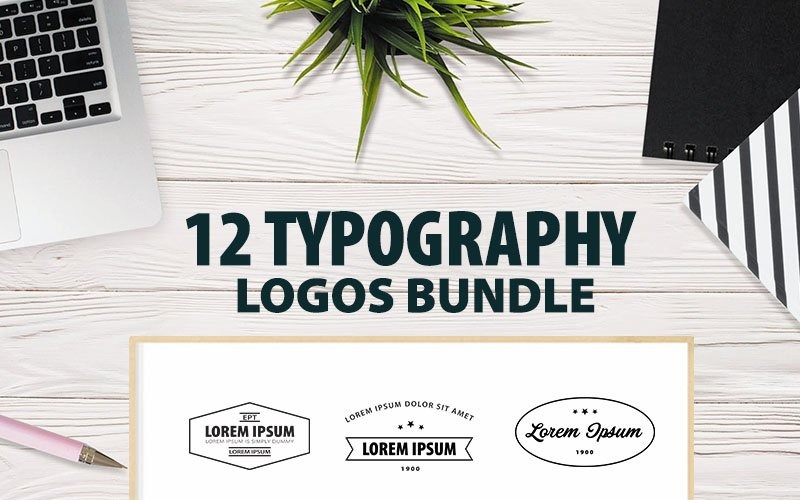 Modèle de logo de paquet de 12 typographie