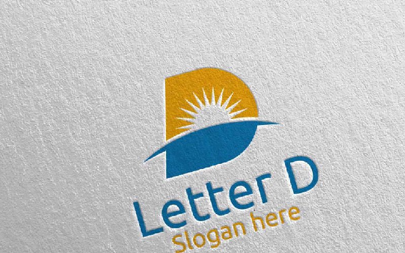 Písmeno D pro digitální marketing finanční 68 Logo šablonu