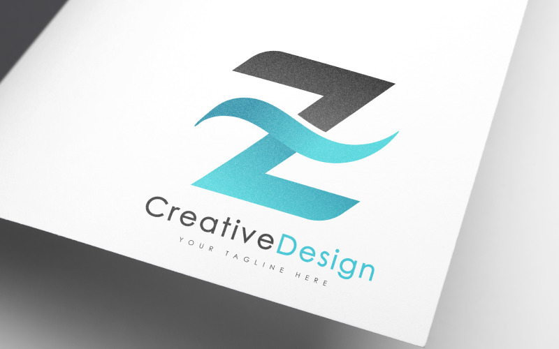 Szablon Logo Creative Z list Blue Wave