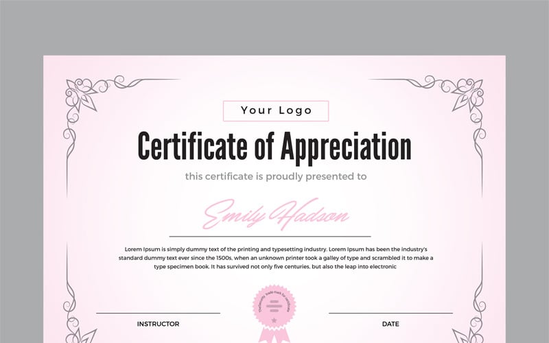 Appreciation Certificate Template