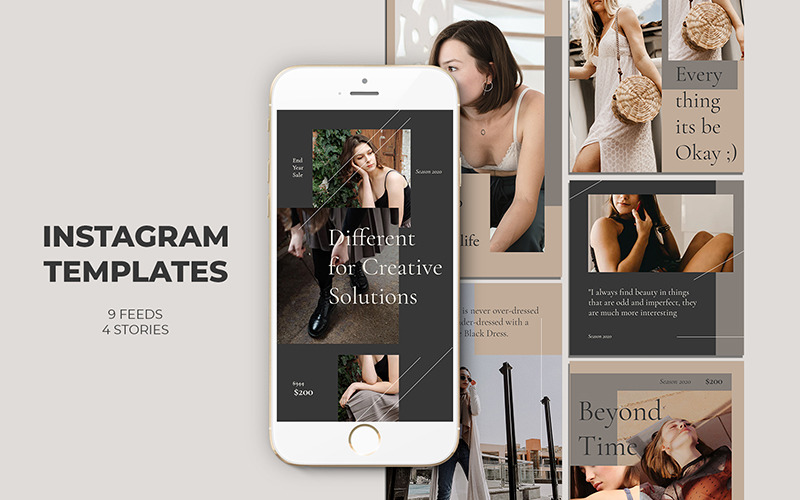 Download Шаблон для соцсетей "Beyond Time Instagram Templates for Social Media" / Beyond Time Instagram Templates for Social Media - Шаблон для соцсетей на тему графика business buy clothes clothing cloths coupon deal discount dress fashion flat design gif instagram marketing multipurpose page promotion retargeting sale