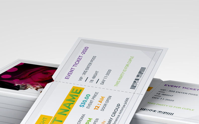 Download Фирменный стиль "Event Ticket Vol_ 6 - Corporate Identity Template" / Event Ticket Vol_ 6 - Corporate Identity Template - Фирменный стиль на тему графика ticket event simple stationery technology web corporate flyer creative flyer travel business card corporate card liflet computer internet id kit