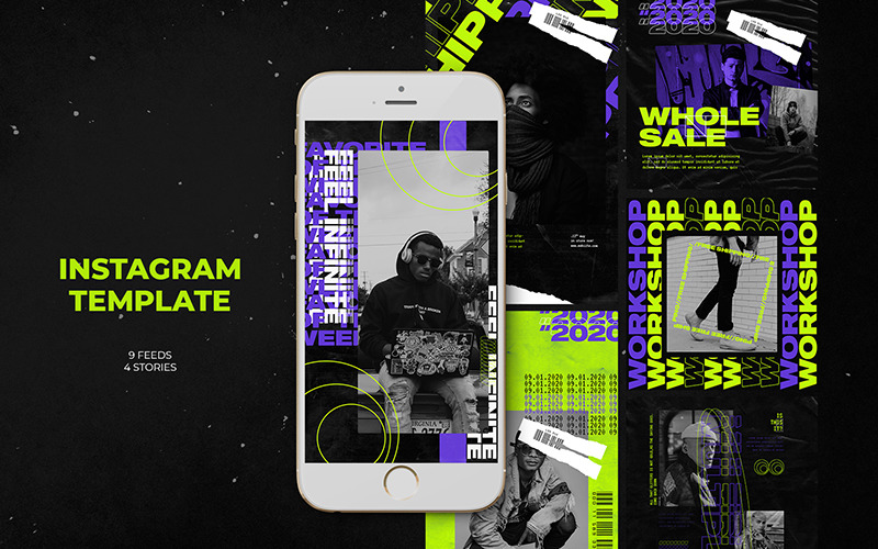 Download Шаблон для соцсетей "Infinite Instagram Templates for Social Media" / Infinite Instagram Templates for Social Media - Шаблон для соцсетей на тему графика business buy clothes clothing cloths coupon deal discount dress fashion flat design gif instagram marketing multipurpose page promotion retargeting sale