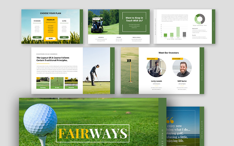 Modèle PowerPoint d'entreprise de golf de fairways