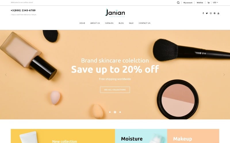 Janian-韩国化妆品在线商店Shopify主题