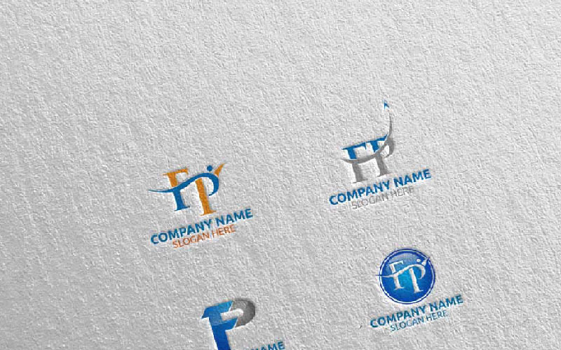 Letter F, P, FP 13 Logo ontwerpsjabloon