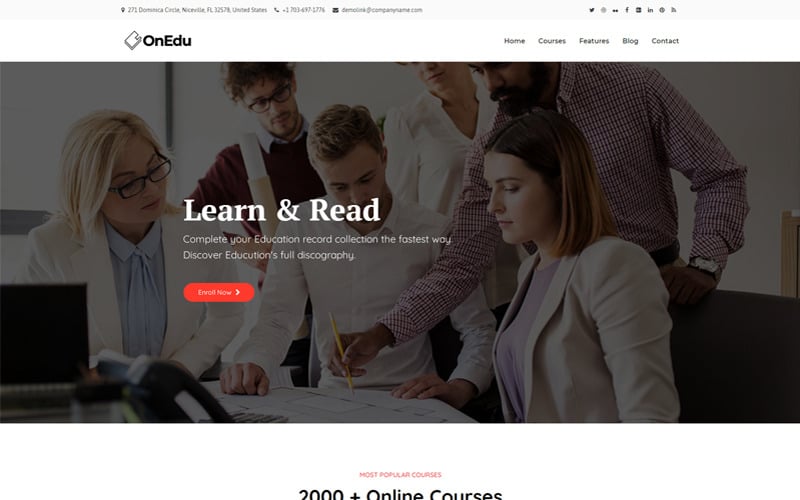 Onedu - тема WordPress для образовательных курсов LMS