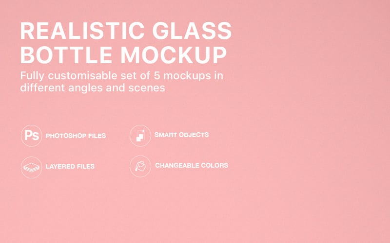 Realistic Glass Bottle product mockup
