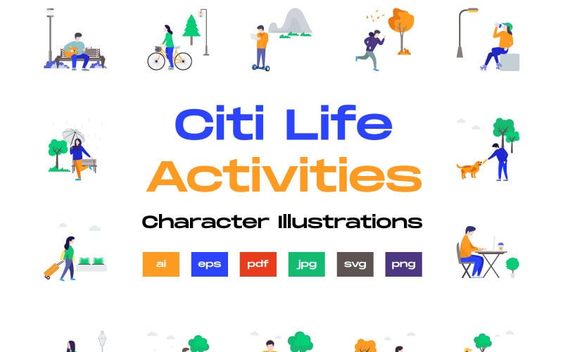 Download Иллюстрация "City Life Activities - Illustration" / City Life Activities - Illustration - Иллюстрация на тему графика 