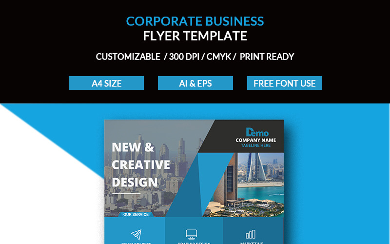 Download Фирменный стиль "Business Flyer - Corporate Identity Template" / Business Flyer - Corporate Identity Template - Фирменный стиль на тему графика a4 clean flyer corporatefler blue business corporate businessflyer template design magaziune businesscard news pepper catalog company creative brochure