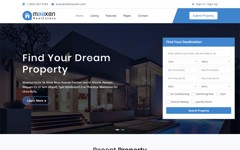 Maaxen - Immobilien-Website-Vorlage