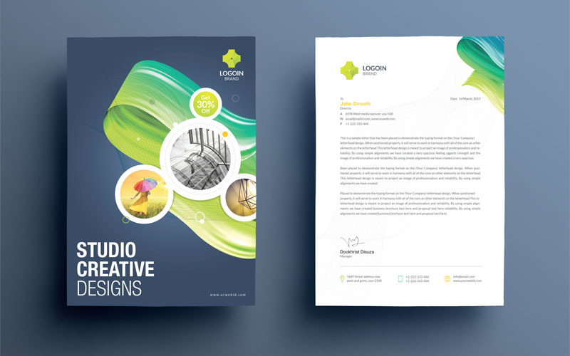 Download Фирменный стиль "Blue Color Letterhead - Corporate Identity Template" / Blue Color Letterhead - Corporate Identity Template - Фирменный стиль на тему графика letterhead a4 branding both side letterhead business clean corporate identity docx elegant envelope folder letter head invoice new pad template