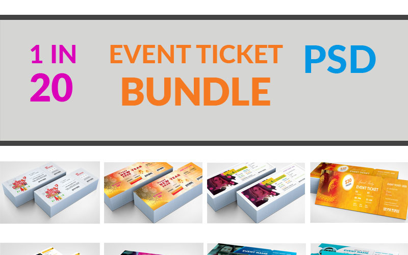Download Фирменный стиль "Event Ticket Bundle Vol_ 1 - Corporate Identity Template" / Event Ticket Bundle Vol_ 1 - Corporate Identity Template - Фирменный стиль на тему графика ticket event simple stationery technology web corporate flyer creative flyer travel business card corporate card liflet computer internet id kit