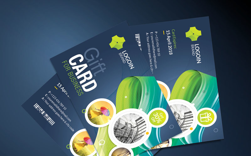 Download Фирменный стиль "Green Color Gift Card - Corporate Identity Template" / Green Color Gift Card - Corporate Identity Template - Фирменный стиль на тему графика gift card folder corporate presentation stationery poster id kit e-commerce hi-quality business logo professional modern art standard creative graphics colorful