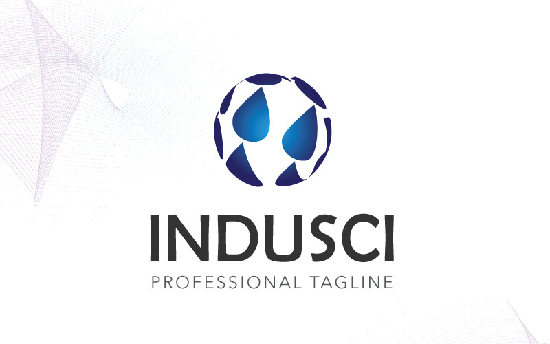 Download Шаблон логотипа "Indusci Logo Template" / Indusci Logo Template - Шаблон логотипа на тему графика building engineer global solutions wireframe blue blueflame circle flame nature ocean science sea water wave