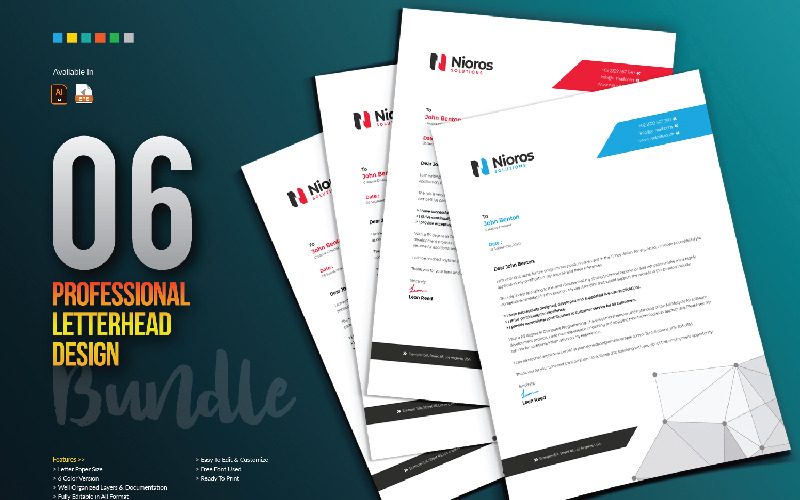 Download Фирменный стиль "Letterhead Design - Corporate Identity Template" / Letterhead Design - Corporate Identity Template - Фирменный стиль на тему графика letterhead template design bundle creative corporate identity business company brand branding blue black red professional clean stationery print letter