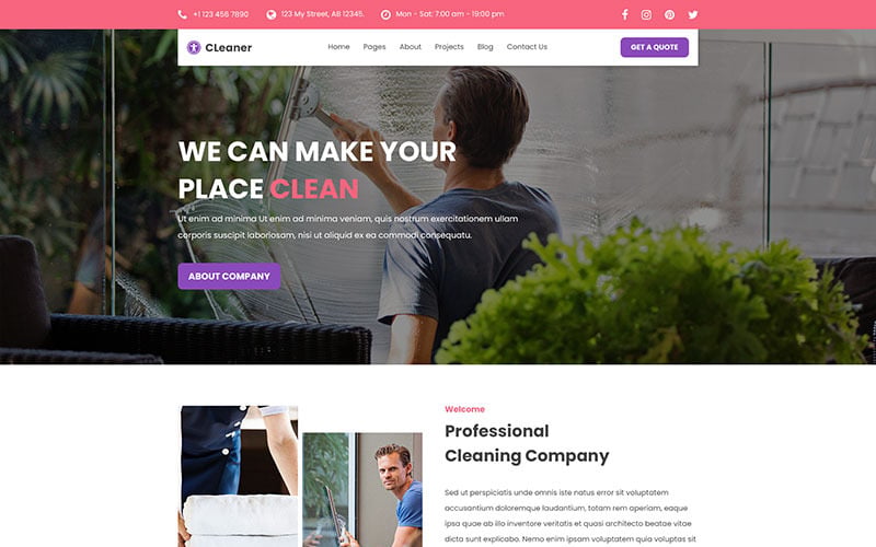 Cleaner - Serviços de limpeza PSD PSD Template