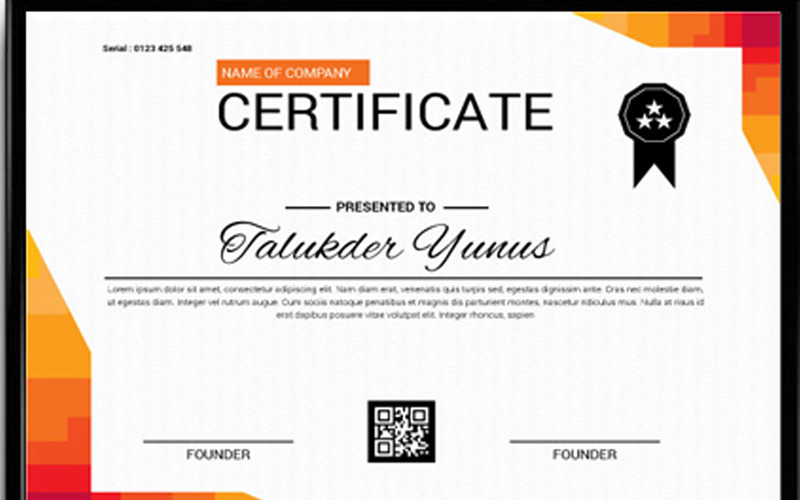 Download Шаблон сертификата "Identity page Certificate Template" / Identity page Certificate Template - Шаблон сертификата на тему графика certificate a4 company corporate diploma flyer frame graduation paper print completion stationary
