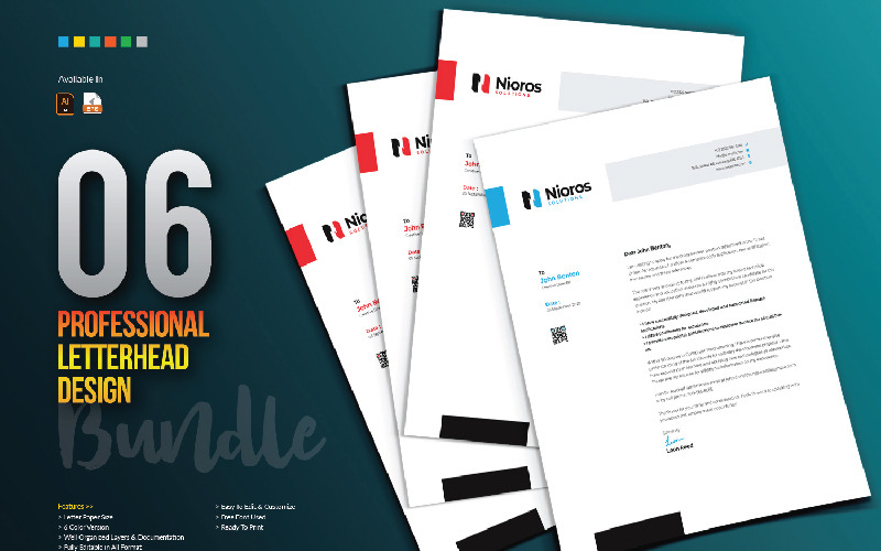 Download Фирменный стиль "Letterhead Design - Corporate Identity Template" / Letterhead Design - Corporate Identity Template - Фирменный стиль на тему графика letterhead design template bundle creative clean professional simple abstract minimal minimalist brand branding identity blue red print letter stationery
