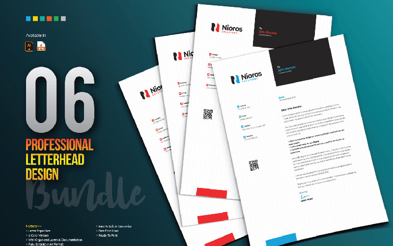 Download Фирменный стиль "Letterhead Design - Corporate Identity Template" / Letterhead Design - Corporate Identity Template - Фирменный стиль на тему графика letterhead design template bundle creative brand branding identity stationery corporate business company abstract clean professional minimal minimalist blue red