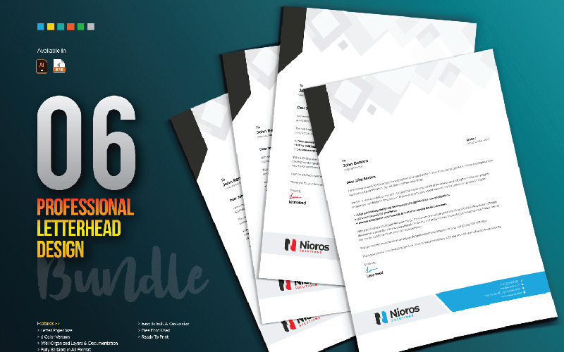 Download Фирменный стиль "Letterhead Design - Corporate Identity Template" / Letterhead Design - Corporate Identity Template - Фирменный стиль на тему графика letterhead design template bundle creative corporate professional brand branding identity clean business company letter black blue red print stationery