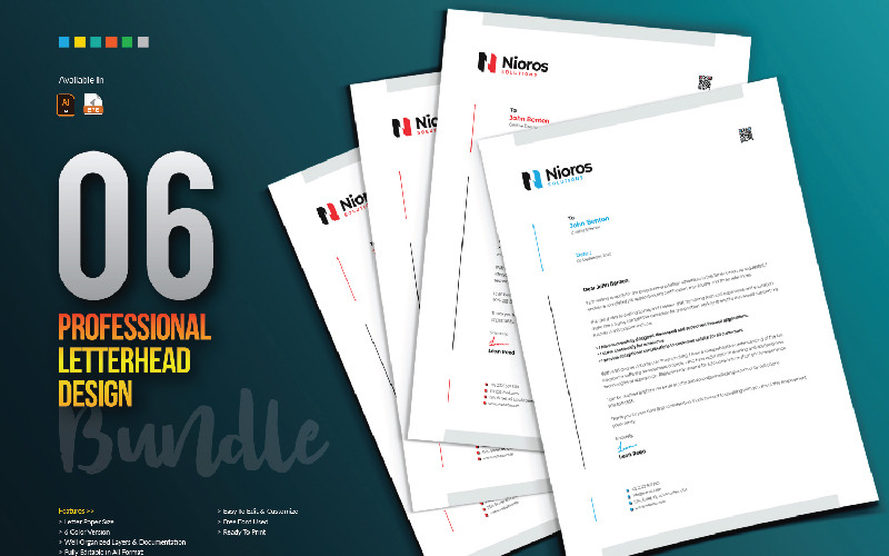 Download Фирменный стиль "Letterhead Design - Corporate Identity Template" / Letterhead Design - Corporate Identity Template - Фирменный стиль на тему графика letterhead design template bundle creative cool clean professional blue corporate business company letter print abstract minimal minimalist brand identity stationery
