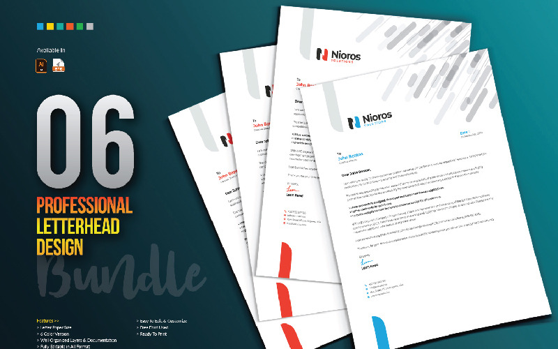 Download Фирменный стиль "Letterhead Design - Corporate Identity Template" / Letterhead Design - Corporate Identity Template - Фирменный стиль на тему графика letterhead stationery design template bundle creative corporate business company agency brand branding identity print letter blue red black