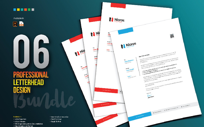 Download Фирменный стиль "Letterhead Design - Corporate Identity Template" / Letterhead Design - Corporate Identity Template - Фирменный стиль на тему графика letterhead design template bundle creative corporate business company brand branding identity stationery letter print red blue black professional clean cool