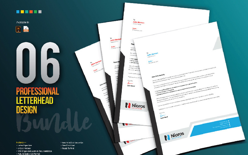 Download Фирменный стиль "Letterhead Design - Corporate Identity Template" / Letterhead Design - Corporate Identity Template - Фирменный стиль на тему графика letterhead design template bundle creative corporate brand branding clean stationery professional minimal minimalist cool abstract letter print blue business company
