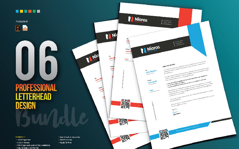 Download Фирменный стиль "Letterhead Design - Corporate Identity Template" / Letterhead Design - Corporate Identity Template - Фирменный стиль на тему графика letterhead design template bundle creative corporate clean professional print brand branding identity red blue business company agency