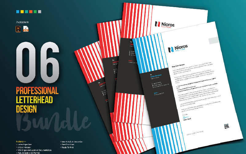 Download Фирменный стиль "Letterhead Design - Corporate Identity Template" / Letterhead Design - Corporate Identity Template - Фирменный стиль на тему графика letterhead design template bundle creative corporate cool clean minimal minimalist abstract brand branding identity professional blue black red business company