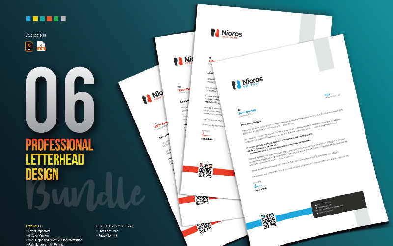 Download Фирменный стиль "Letterhead Design - Corporate Identity Template" / Letterhead Design - Corporate Identity Template - Фирменный стиль на тему графика letterhead design template bundle creative corporate clean professional business company letter print black blue red yellow brand branding identity