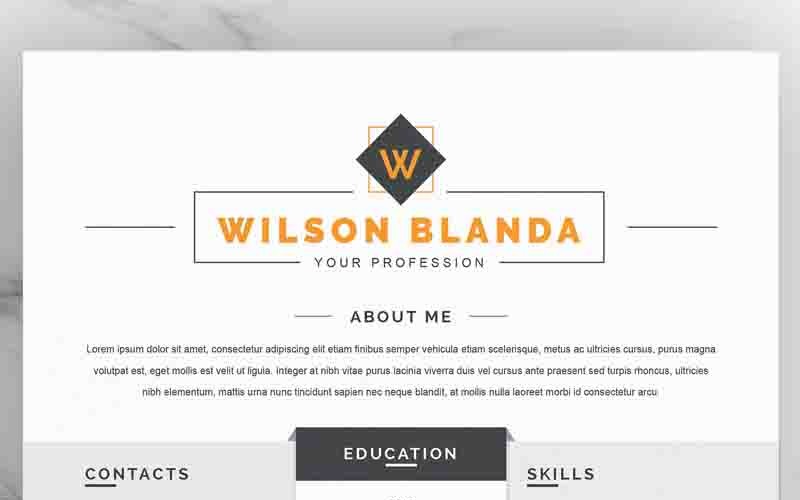 Download Резюме "Wilson Resume Template" / Wilson Resume Template - Резюме на тему графика 1 page resume 2 clean cv cover letter design template illustrator eps mac pages microsoft word modern photoshop psd professional