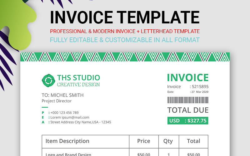 Download Фирменный стиль "Creative Invoice - Corporate Identity Template" / Creative Invoice - Corporate Identity Template - Фирменный стиль на тему графика a4,beige,blue,business,invoice,commercial,company,corporate,easy,eps,green,letter,orange,purple,red,template