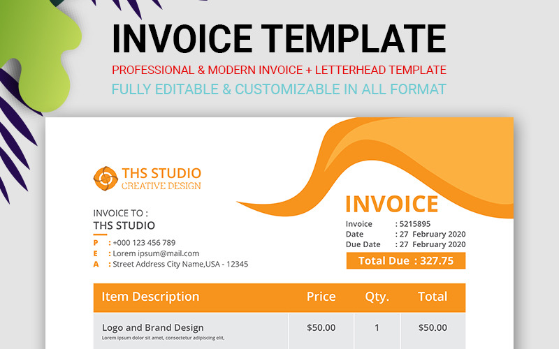 Download Фирменный стиль "Invoice - Corporate Identity Template" / Invoice - Corporate Identity Template - Фирменный стиль на тему графика a4,black,blue,clean,cool,invoice,creative,customizable,design,green,template,letter,modern,print,ready,red,us,cmyk,template,creative