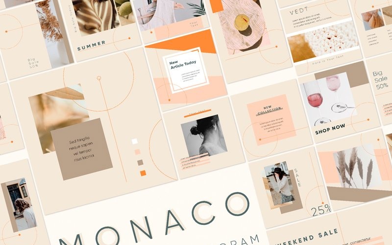 Download Шаблон для соцсетей "MONACO Social Media Template" / MONACO Social Media Template - Шаблон для соцсетей на тему графика instagram,post,template,creative,classic,insta,modern,graphic,geometric,theme,sale,casual,trendy,layout,cover,stories