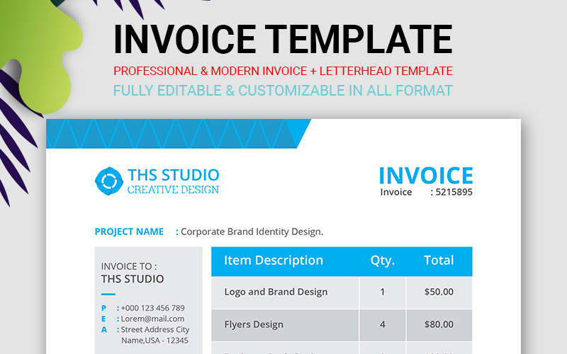 Download Фирменный стиль "Professional Invoice - Corporate Identity Template" / Professional Invoice - Corporate Identity Template - Фирменный стиль на тему графика a4,calculation,black,blue,clean,elegant,corporate,creative,customizable,invoice,grey,money,multi,color,multicolor,orange,payment,print,ai,eps