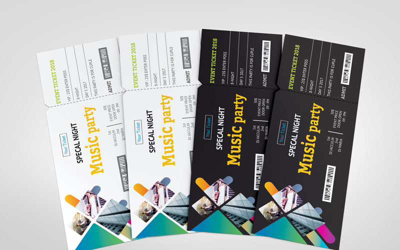 Download Фирменный стиль "Dark Color Event Ticket - Corporate Identity Template" / Dark Color Event Ticket - Corporate Identity Template - Фирменный стиль на тему графика carnival club ticket concert tickets event ticket editable entrance event modern movie night party pattern pretty season series show shows