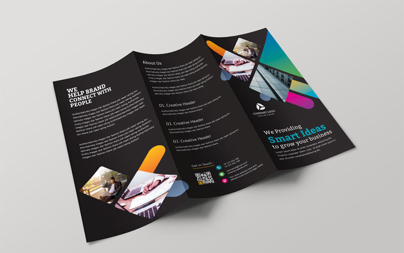 Download Фирменный стиль "Dark Color  Tri-Fold Brochure - Corporate Identity Template" / Dark Color  Tri-Fold Brochure - Corporate Identity Template - Фирменный стиль на тему графика tri-fold abstract badges &amp;amp; stickers banners ads brochure business card buttons card invite cd dvd custom print e-publishing flyer food